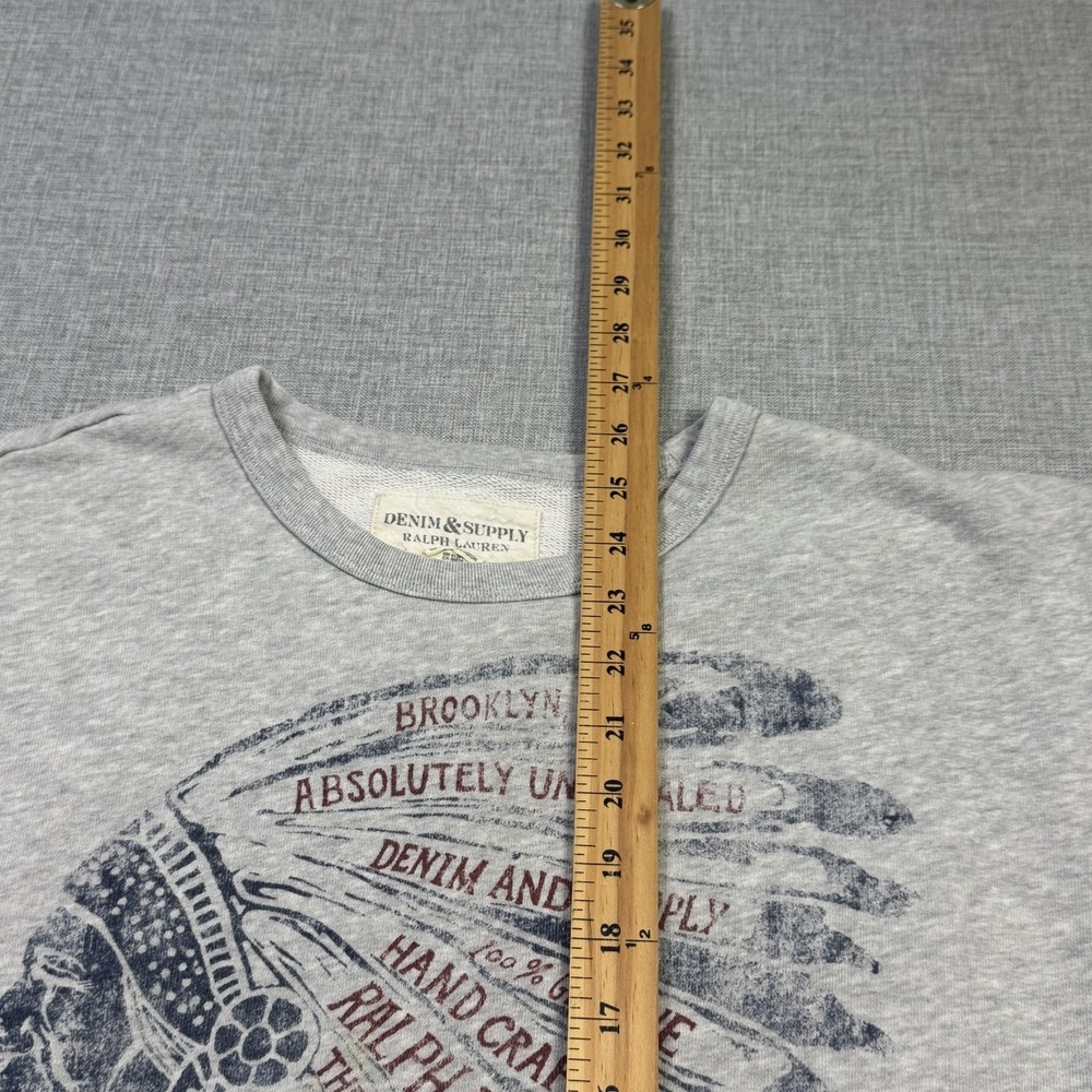 Denim & Supply Ralph Lauren Indian Head Chief Crew Neck Sweatshirt Mens XL Gray - Picture 8 of 12